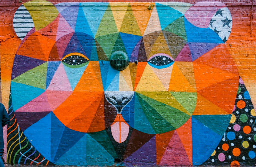 A colorful animal mural